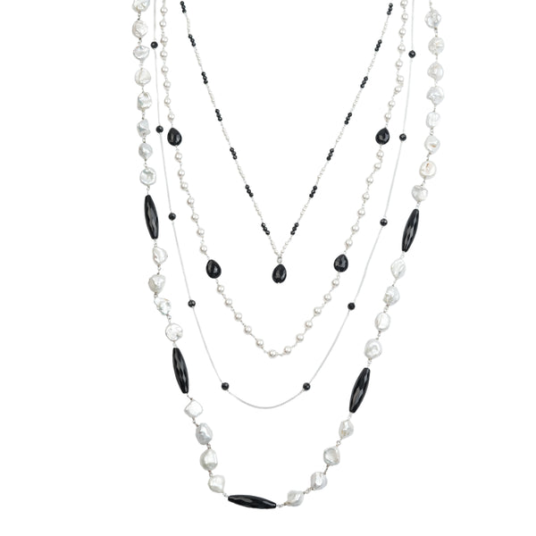 Luxe Necklace – Black Spinel & Baroque Pearls