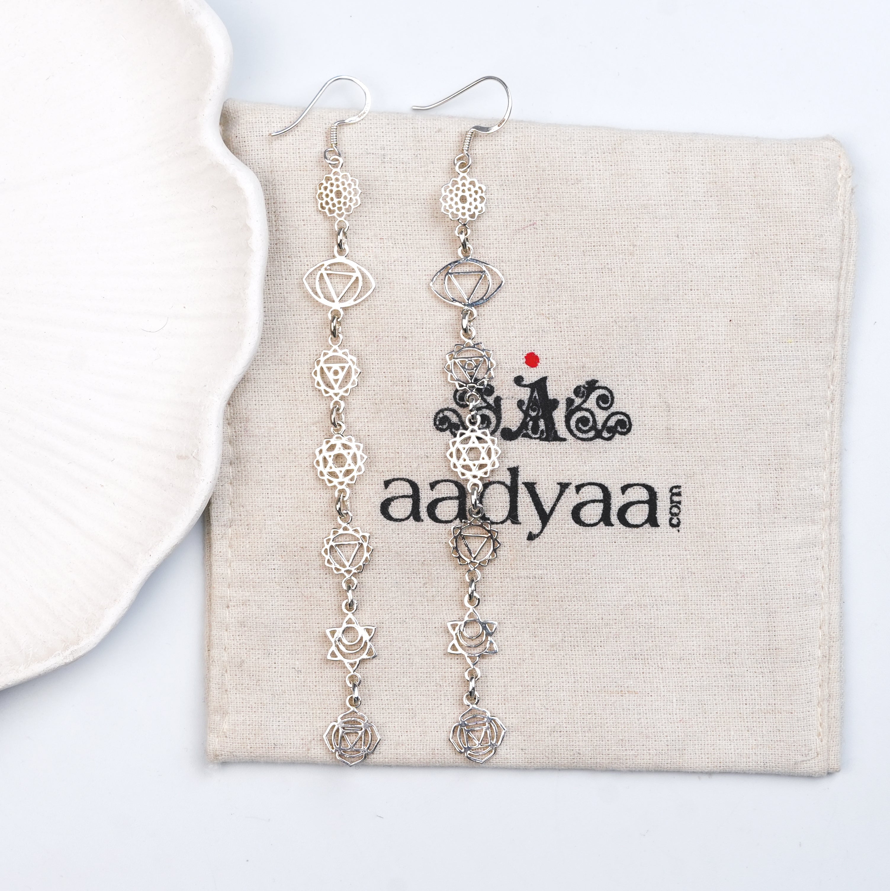 Seven Chakra Silver Earrings
