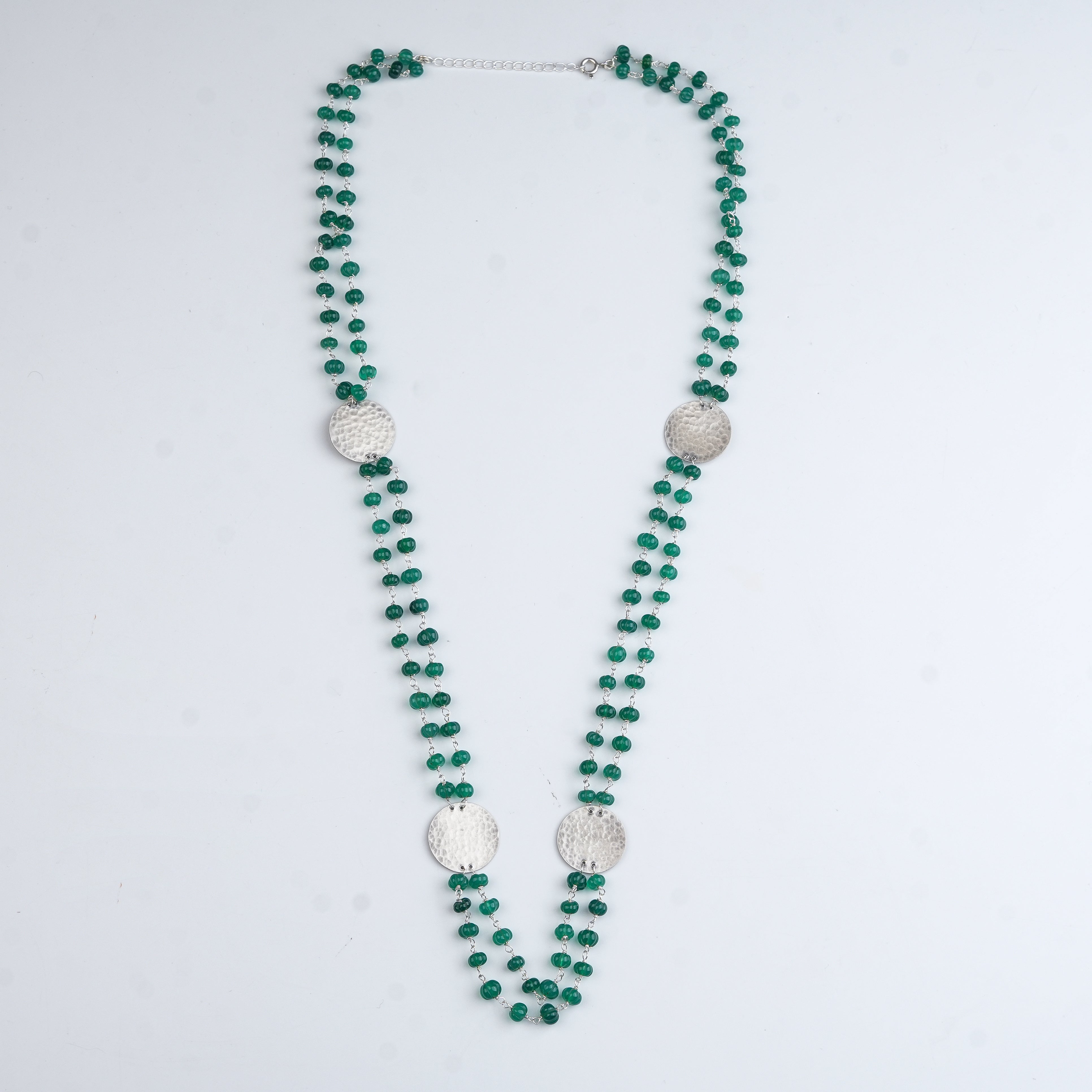 Coin Necklace with Green Onyx