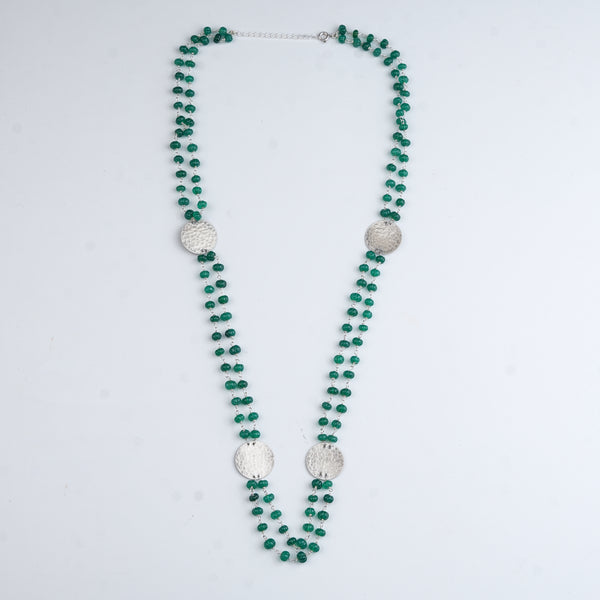 Coin Necklace with Green Onyx