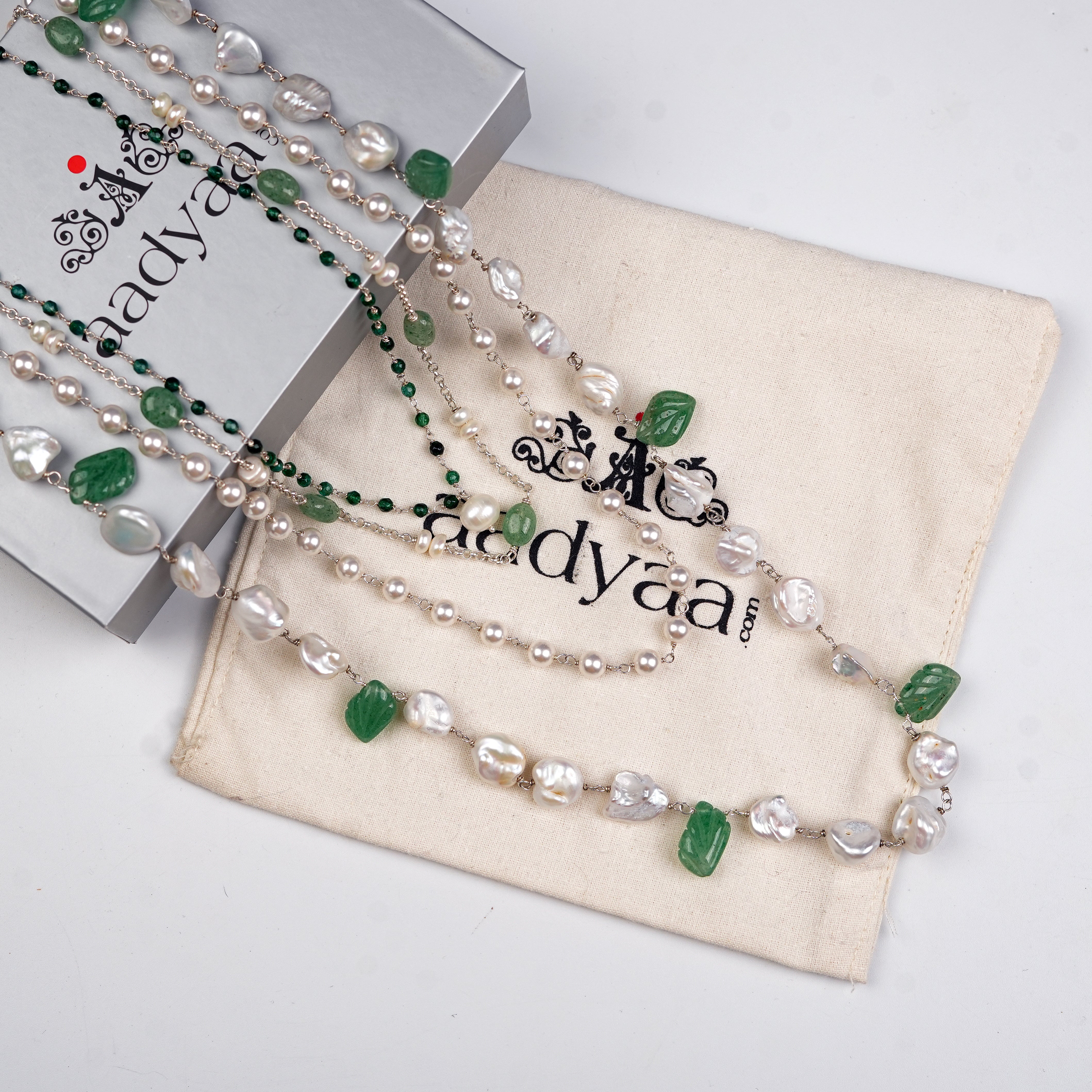 Luxe Necklace – Russian Quartz, Green Onyx & Freshwater Pearls