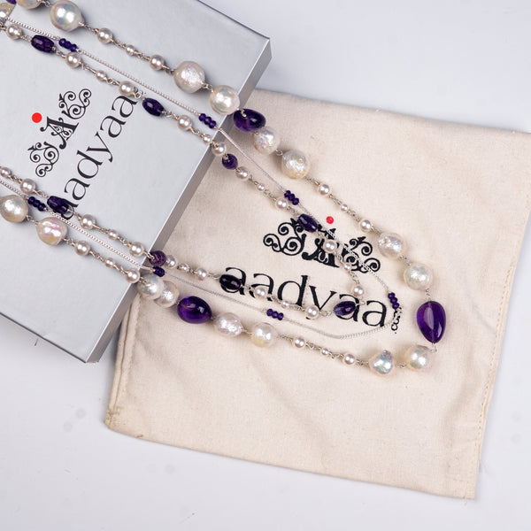 Luxe Necklace – Amethyst & Freshwater Pearls