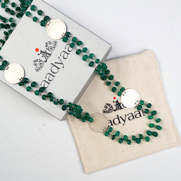 Coin Necklace with Green Onyx