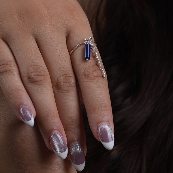 Lapis Lazuli & Pearl Chain Ring (Project Handmade)