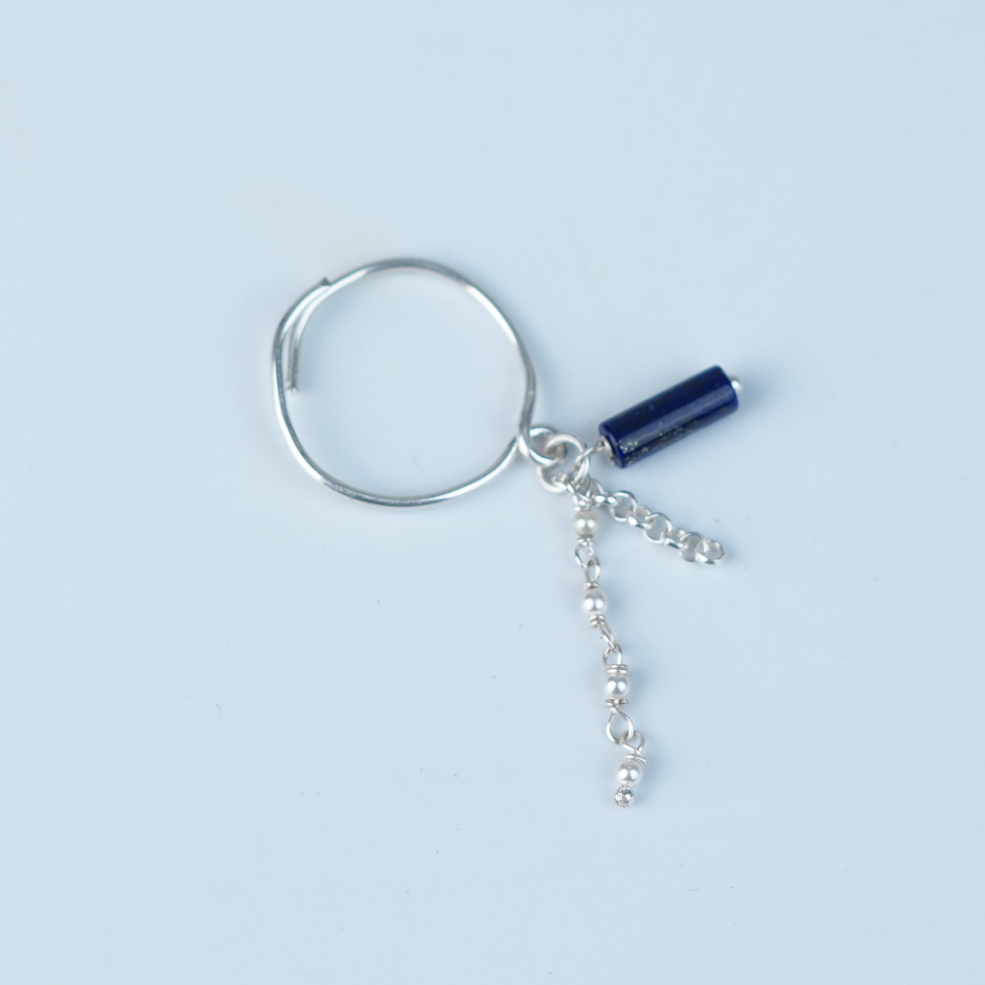 Lapis Lazuli & Pearl Chain Ring (Project Handmade)