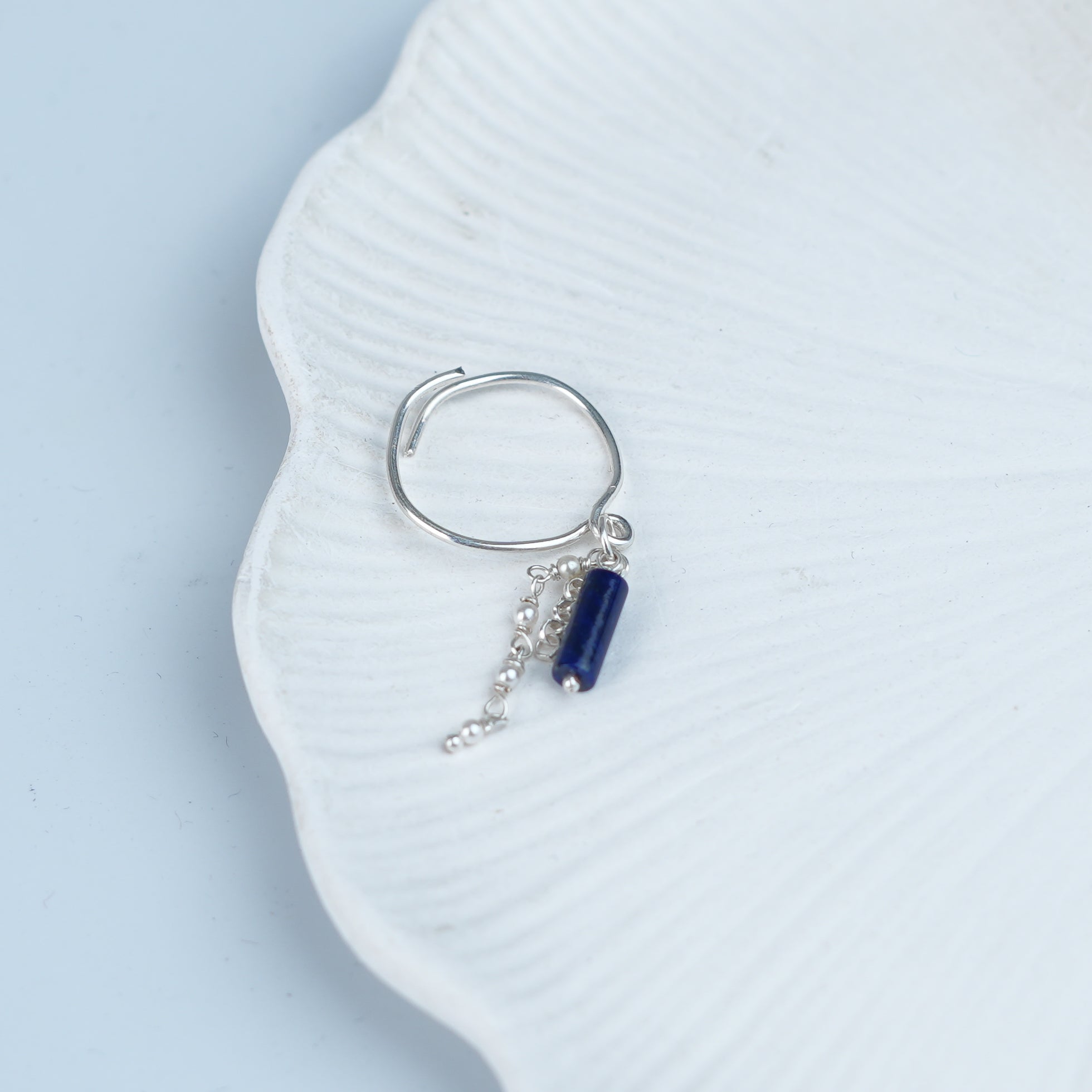 Lapis Lazuli & Pearl Chain Ring (Project Handmade)
