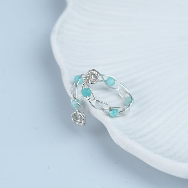 Blue Firoza & Moonstone Ring (Project Handmade)