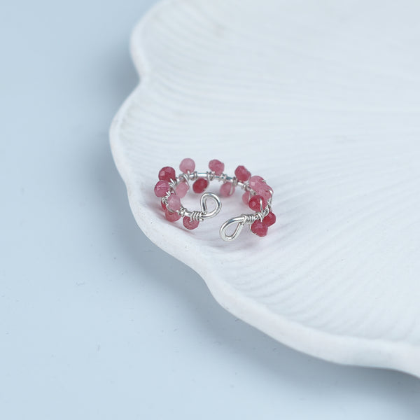 Pink Jade Twisted Ring (Project Handmade)