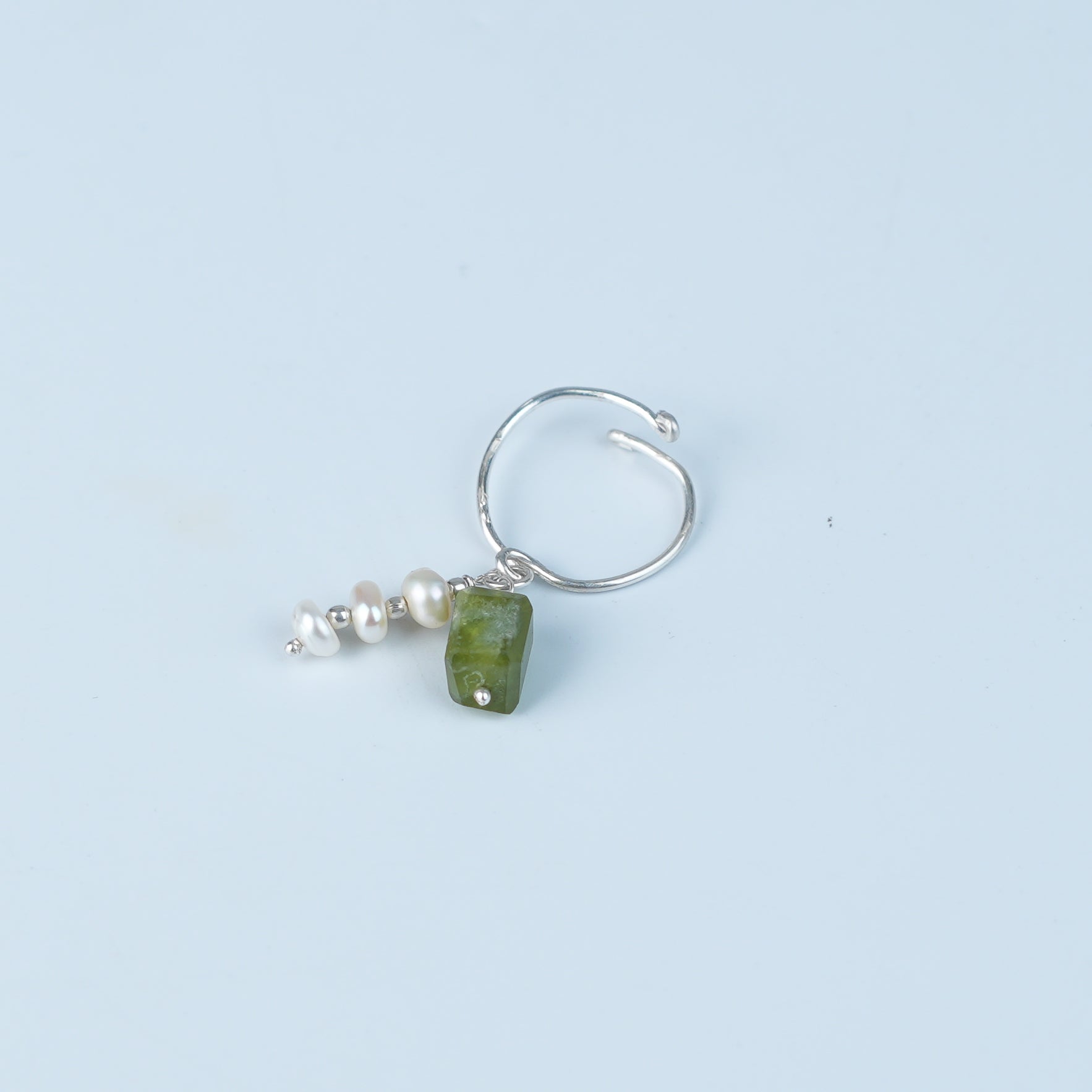 Phrenite & Pearl Ring (Project Handmade)