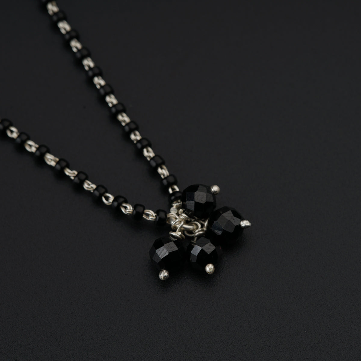 Handmade silver Mangalsutra with Black Spinel Bunch