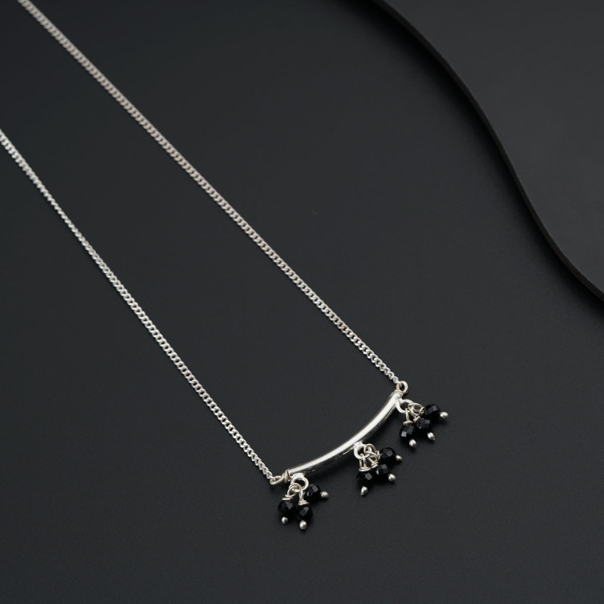Handmade Silver Mangalsutra with tiny spinel latkans