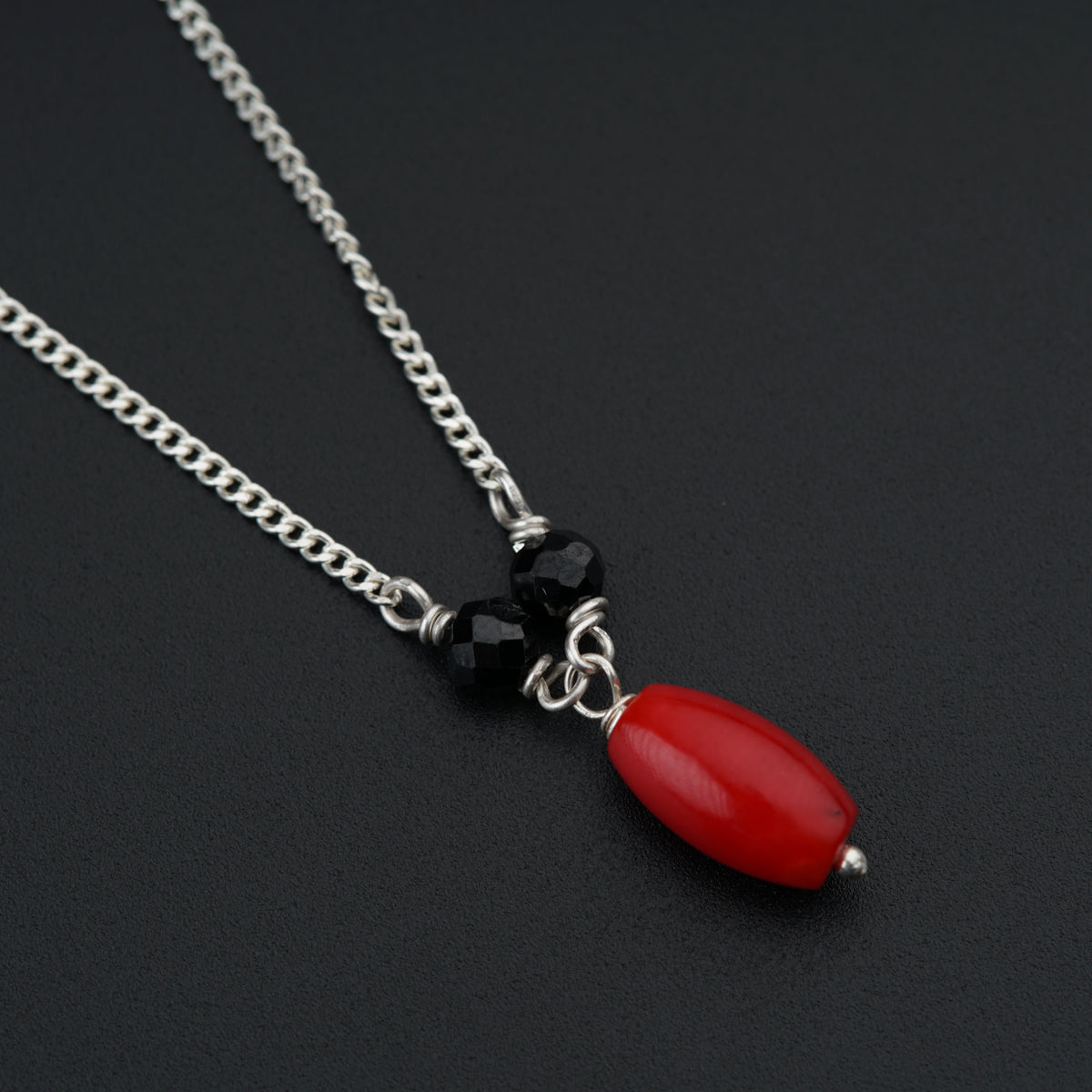 Handmade Silver Mangalsutra with Coral