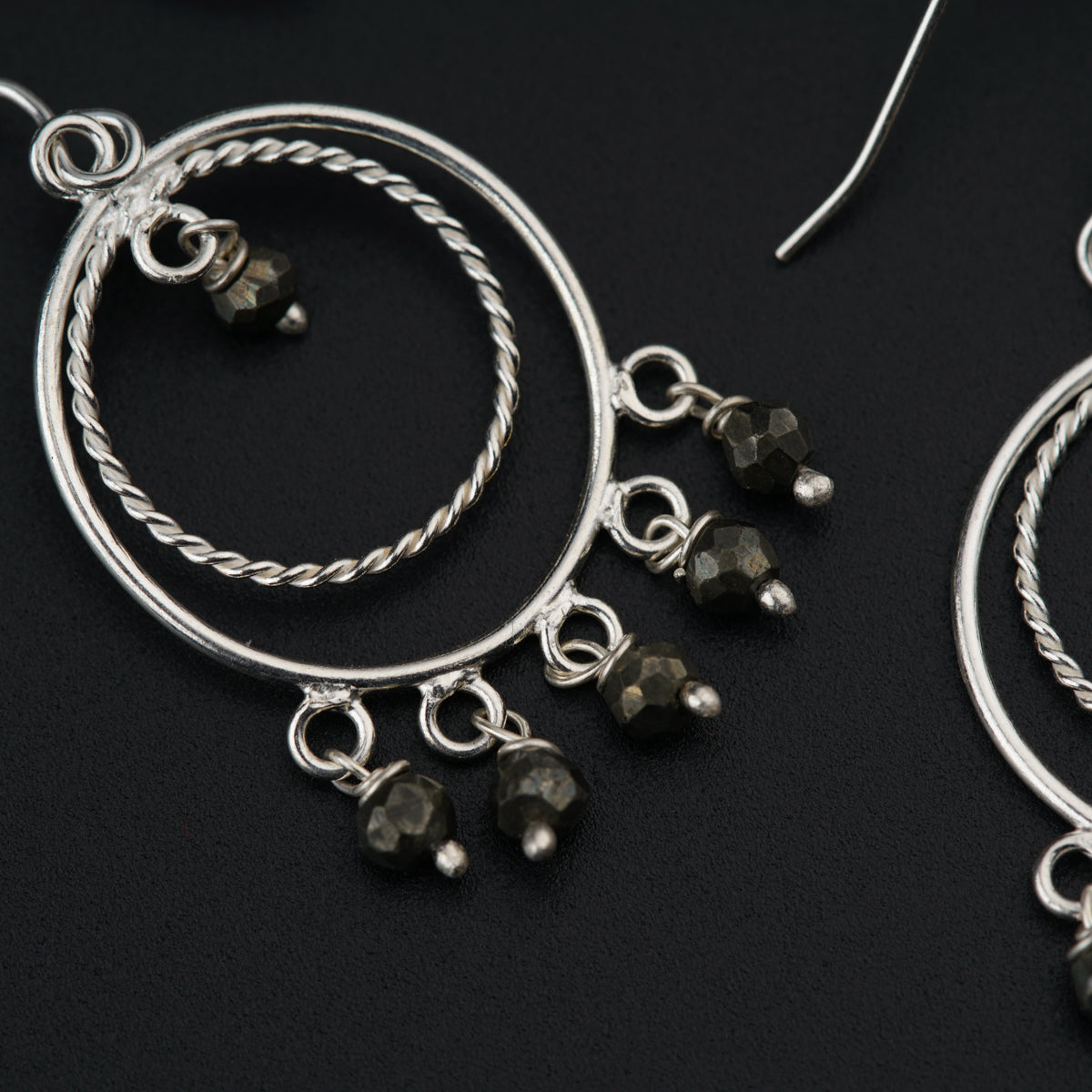 Silver Baalis With Pyrite stones