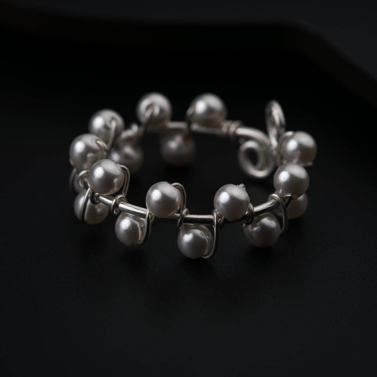 Pearl Binded Silver Ring