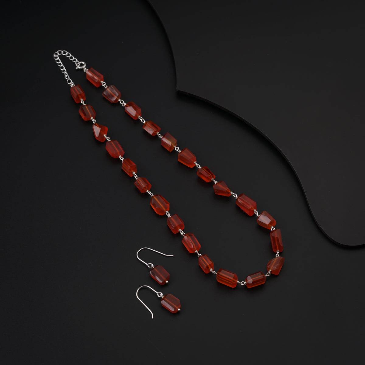 Carnelian Stones Silver Set