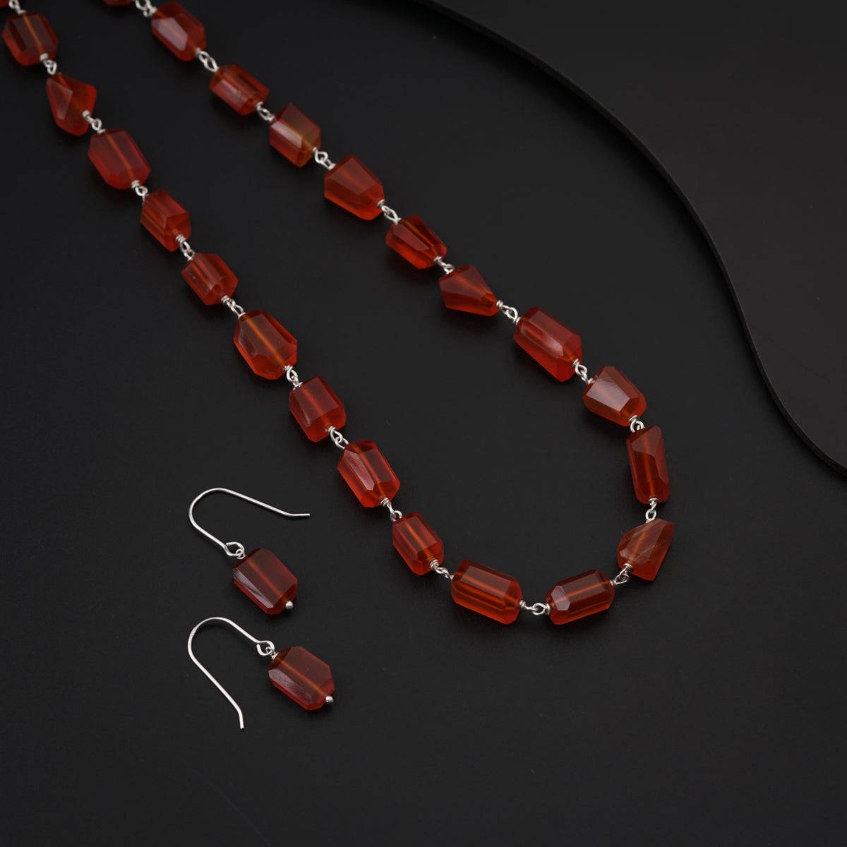 Carnelian Stones Silver Set