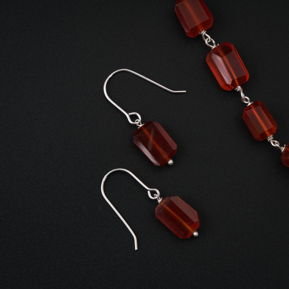 Carnelian Stones Silver Set