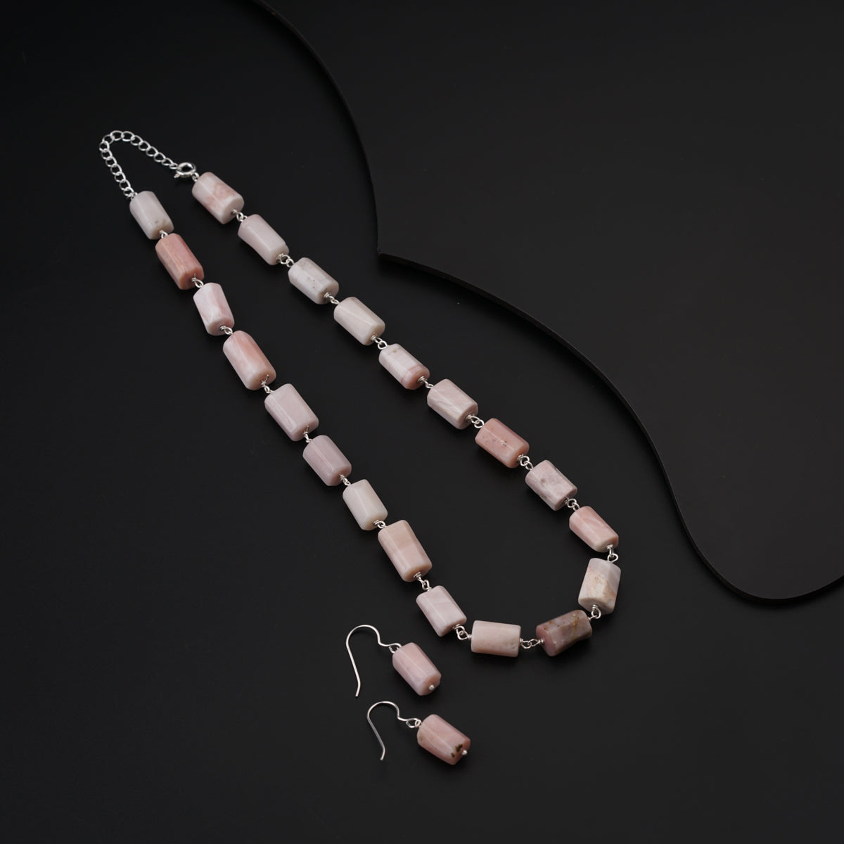 Pink Opal Stones Silver Set