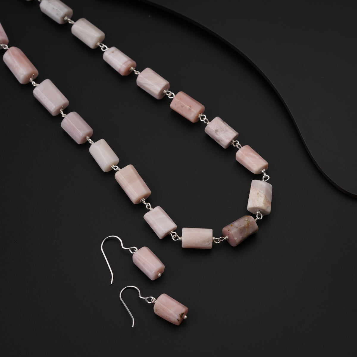 Pink Opal Stones Silver Set