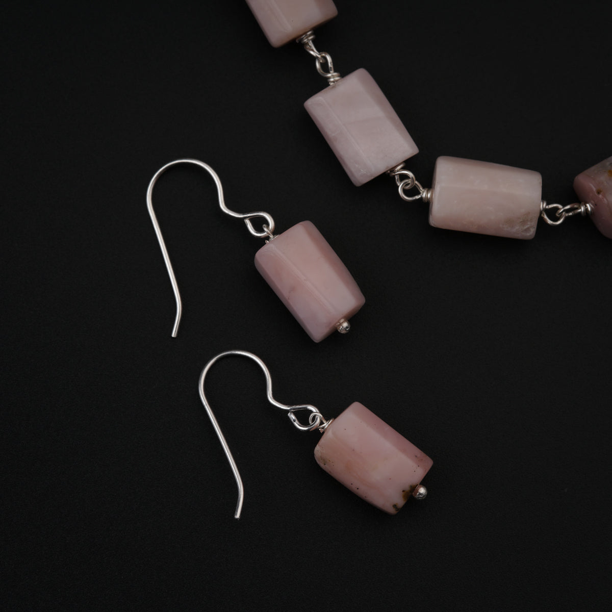 Pink Opal Stones Silver Set