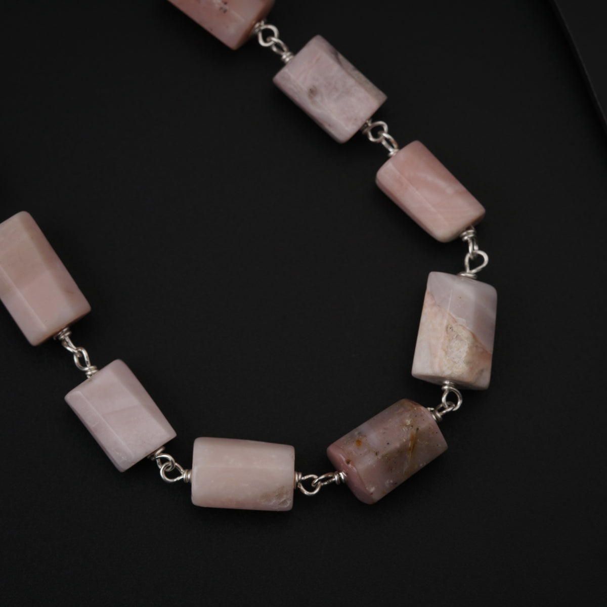 Pink Opal Stones Silver Set