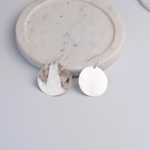 Silver Round Textured Earrings