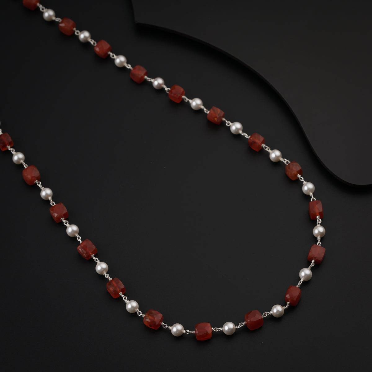 Carnelian and Pears Silver Necklace