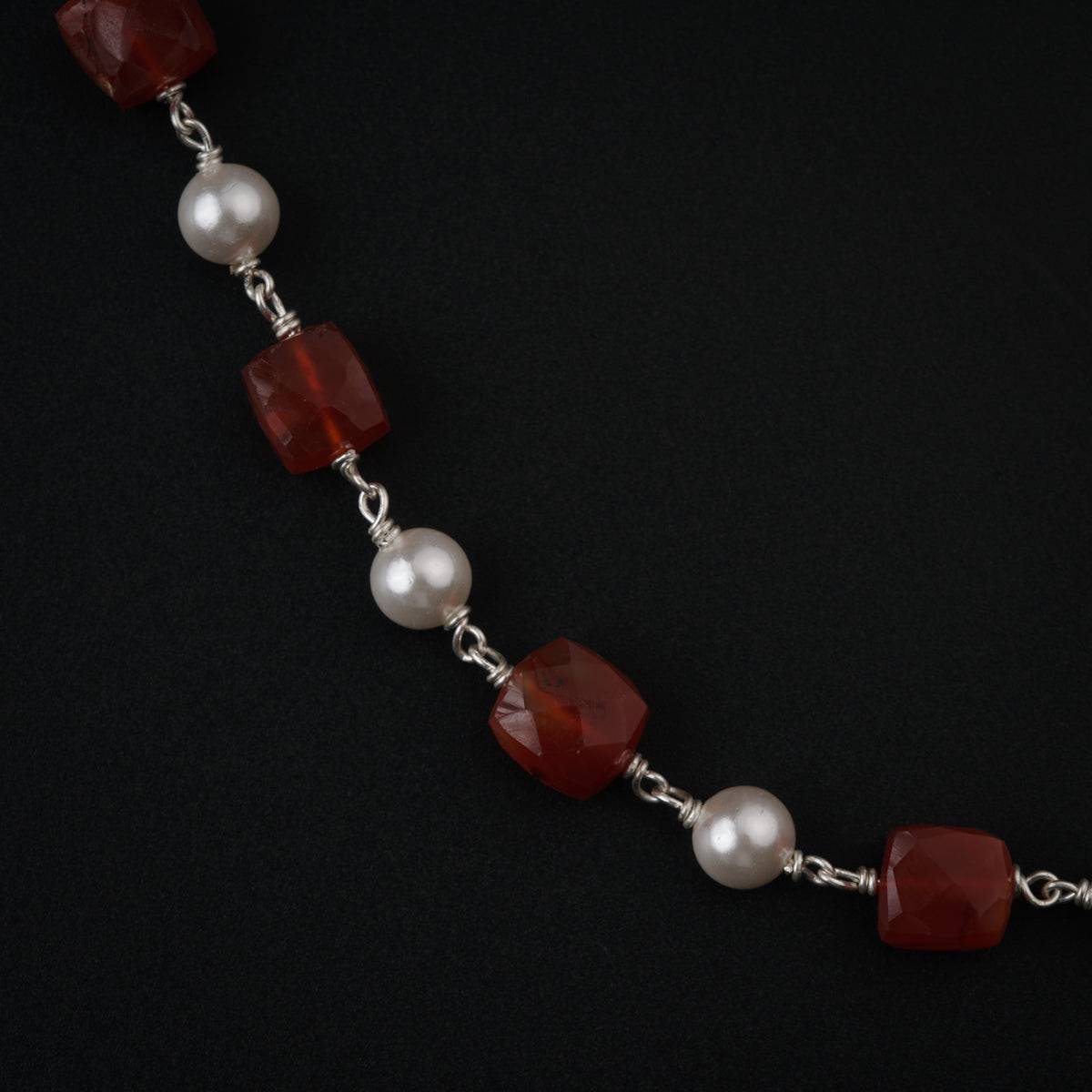 Carnelian and Pears Silver Necklace