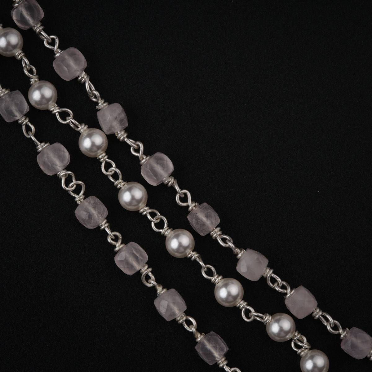 Rose Quartz and Pearls Layered Necklace