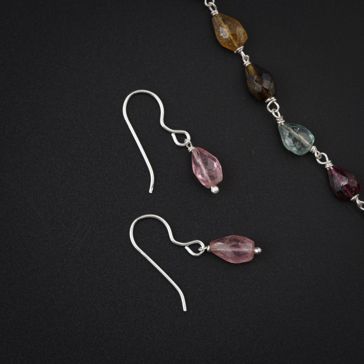 Multicolor Tourmaline Silver Set