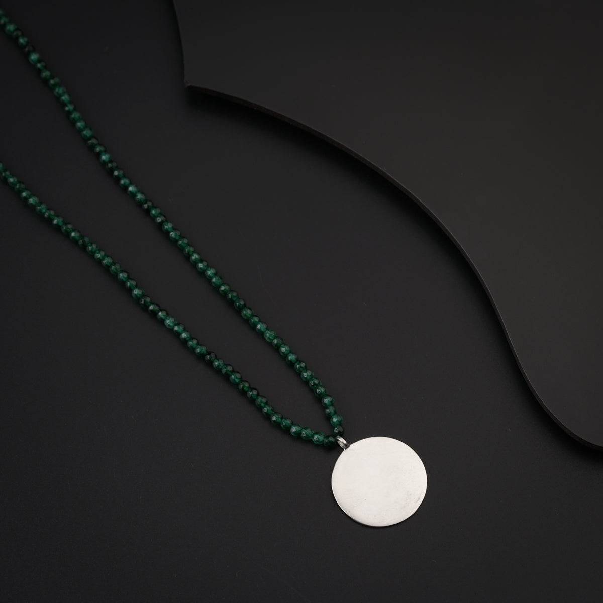 Green Onyx Necklace with Silver Coin