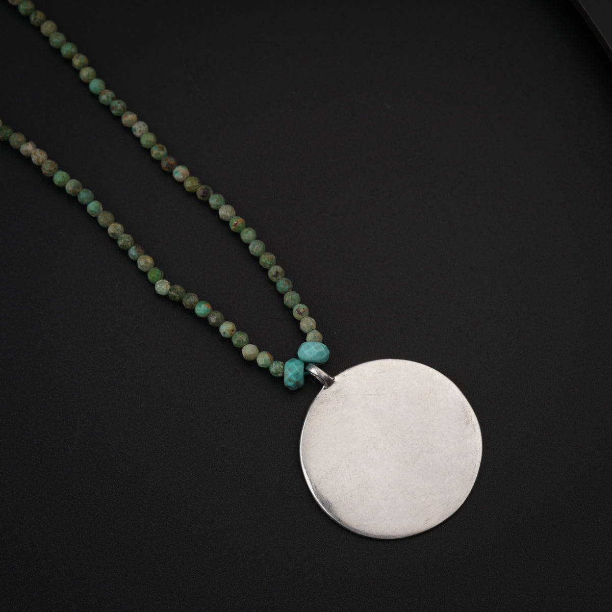 Turquoise Necklace with Silver Coin