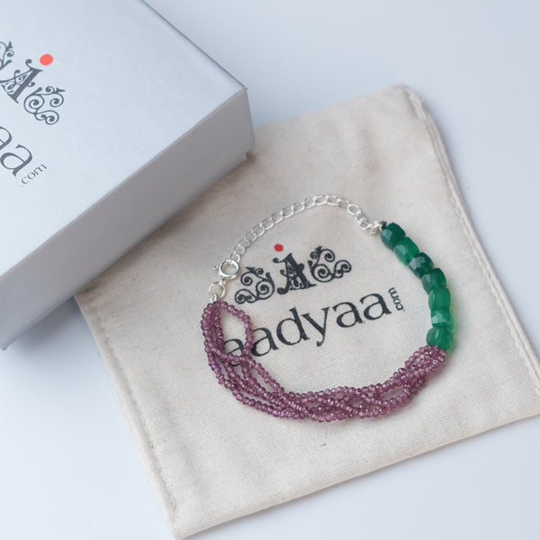 Green Onyx & Rhodonite Silver Bracelet (Project Handmade)