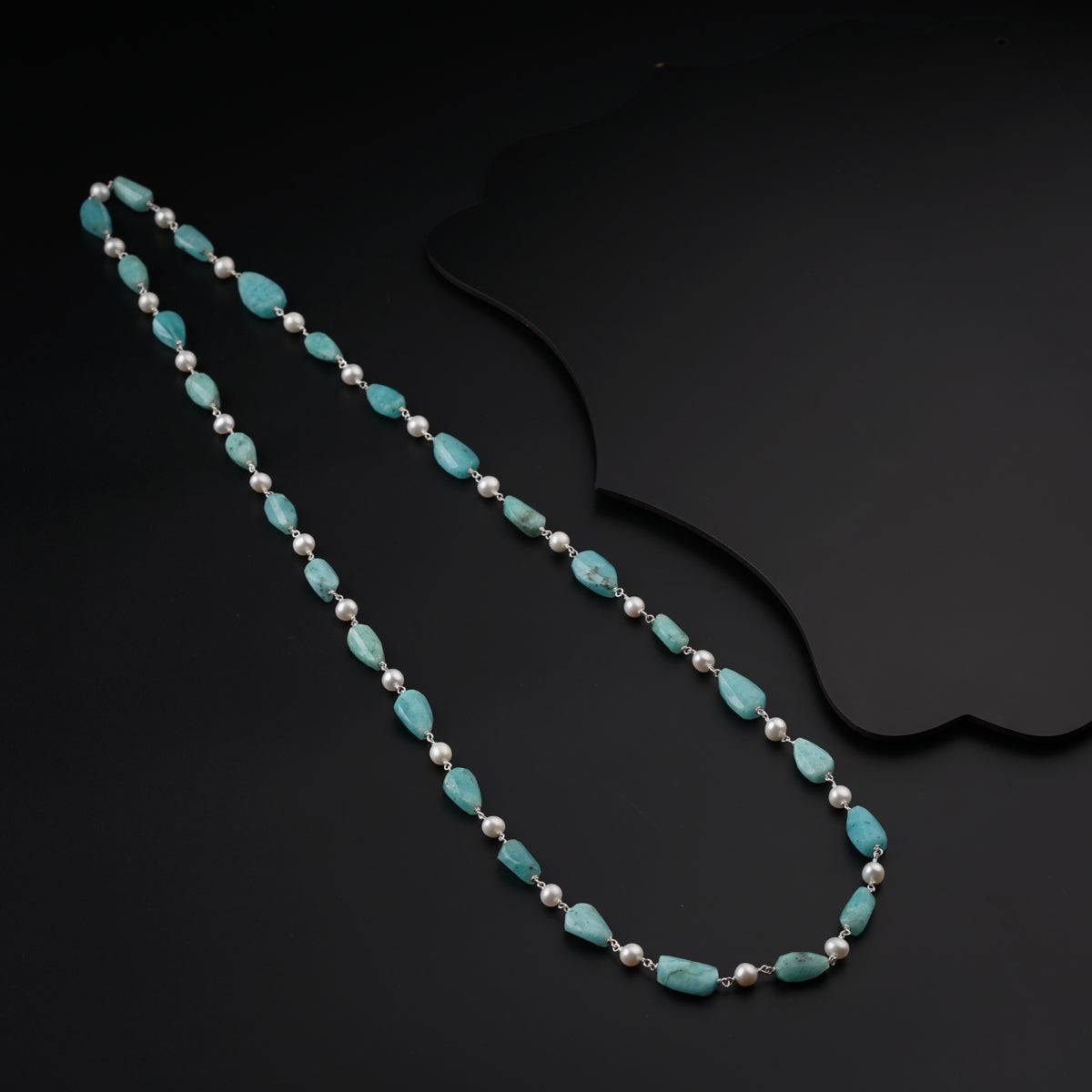 Larimar and Pearls Silver Necklace