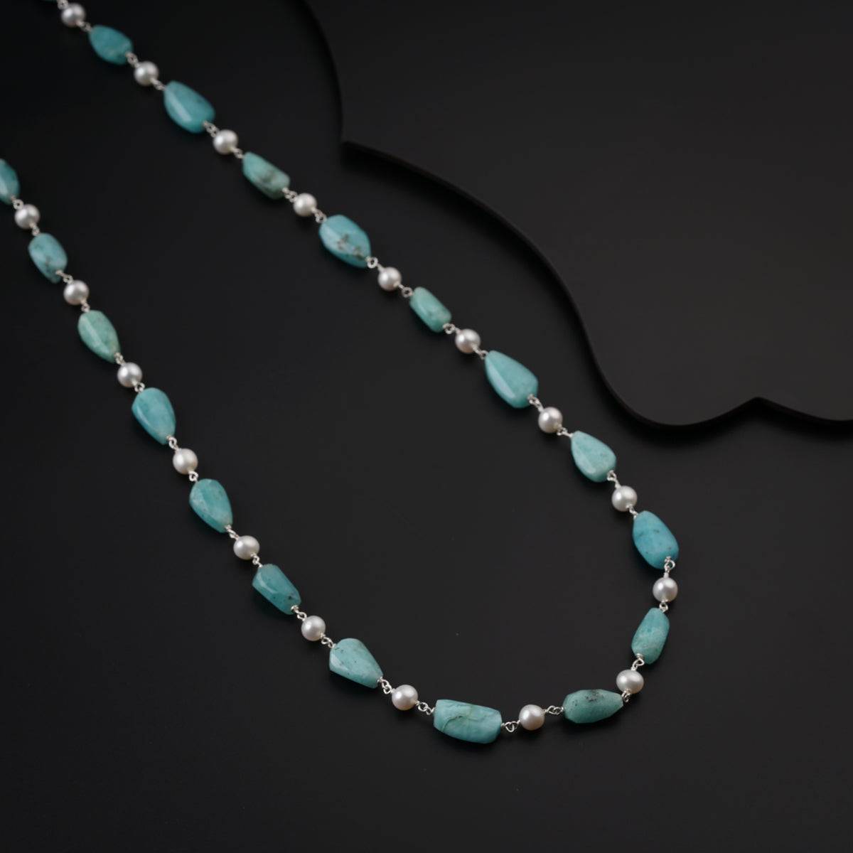 Larimar and Pearls Silver Necklace