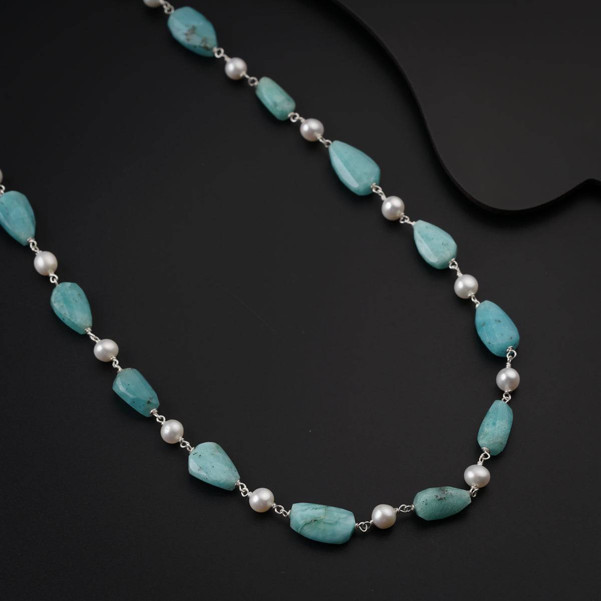 Larimar and Pearls Silver Necklace