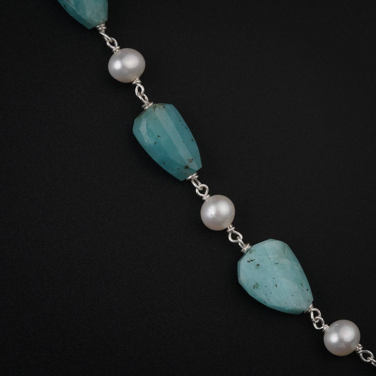 Larimar and Pearls Silver Necklace