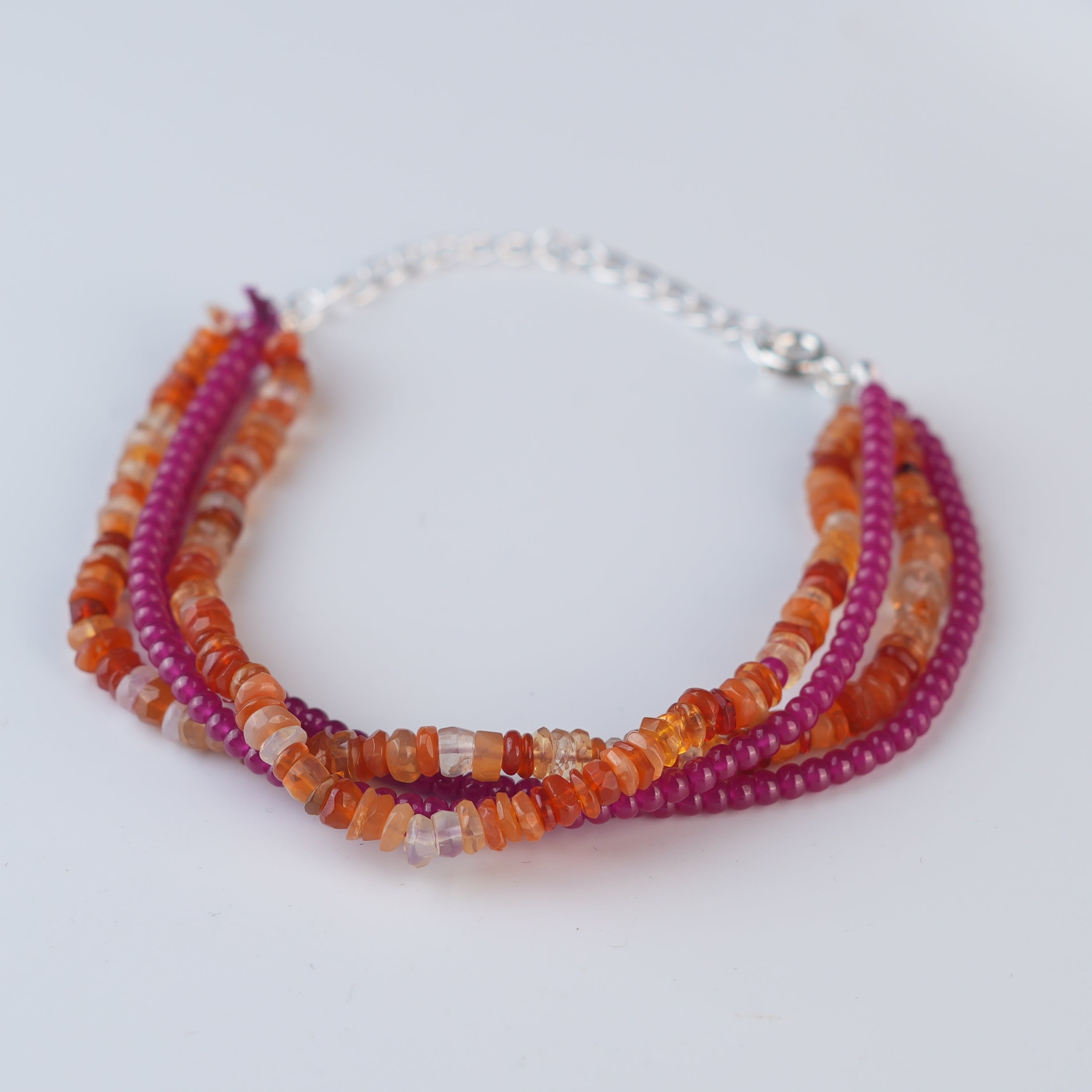 Ruby & Carnelian Silver Bracelet (Project Handmade)