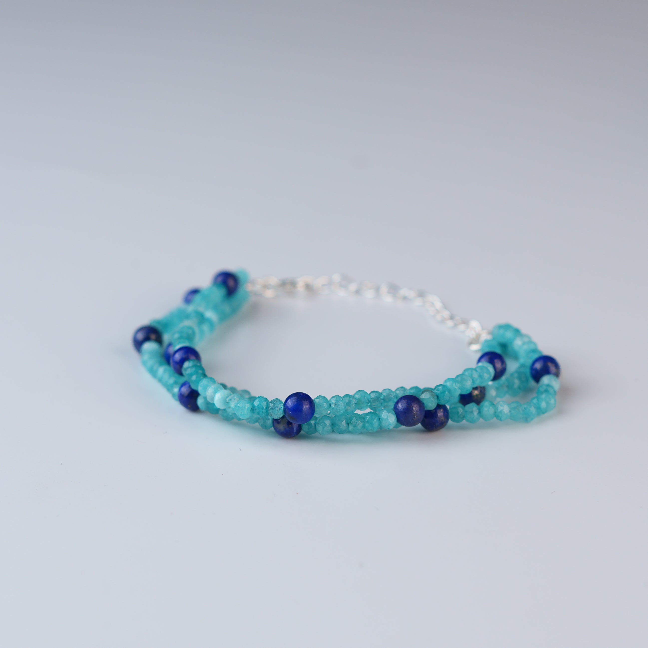 Blue Jade & Lapis Lazuli Silver Bracelet (Project Handmade)