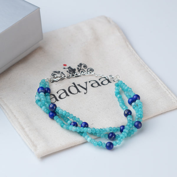 Blue Jade & Lapis Lazuli Silver Bracelet (Project Handmade)