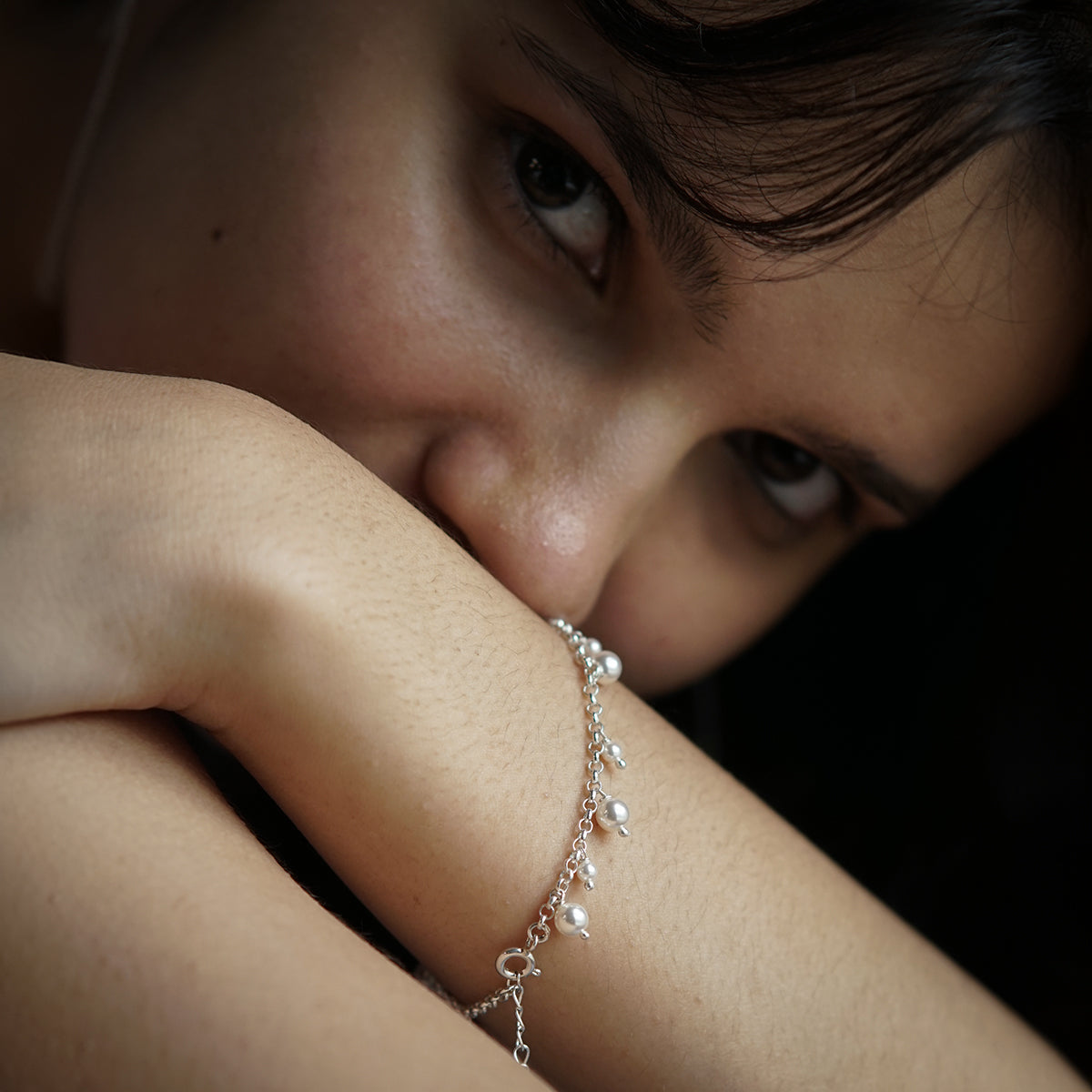 Silver Chain with Pearls Bracelet