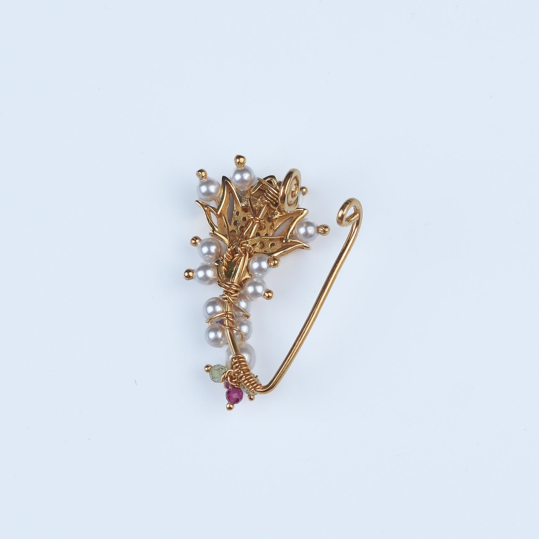 Silver Handmade Lotus Nath (Left, Clip-On) | 22K Gold-Plated
