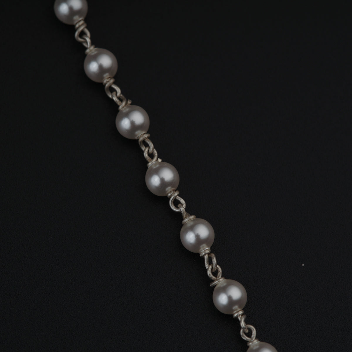 Silver Coin Necklace with Pearls