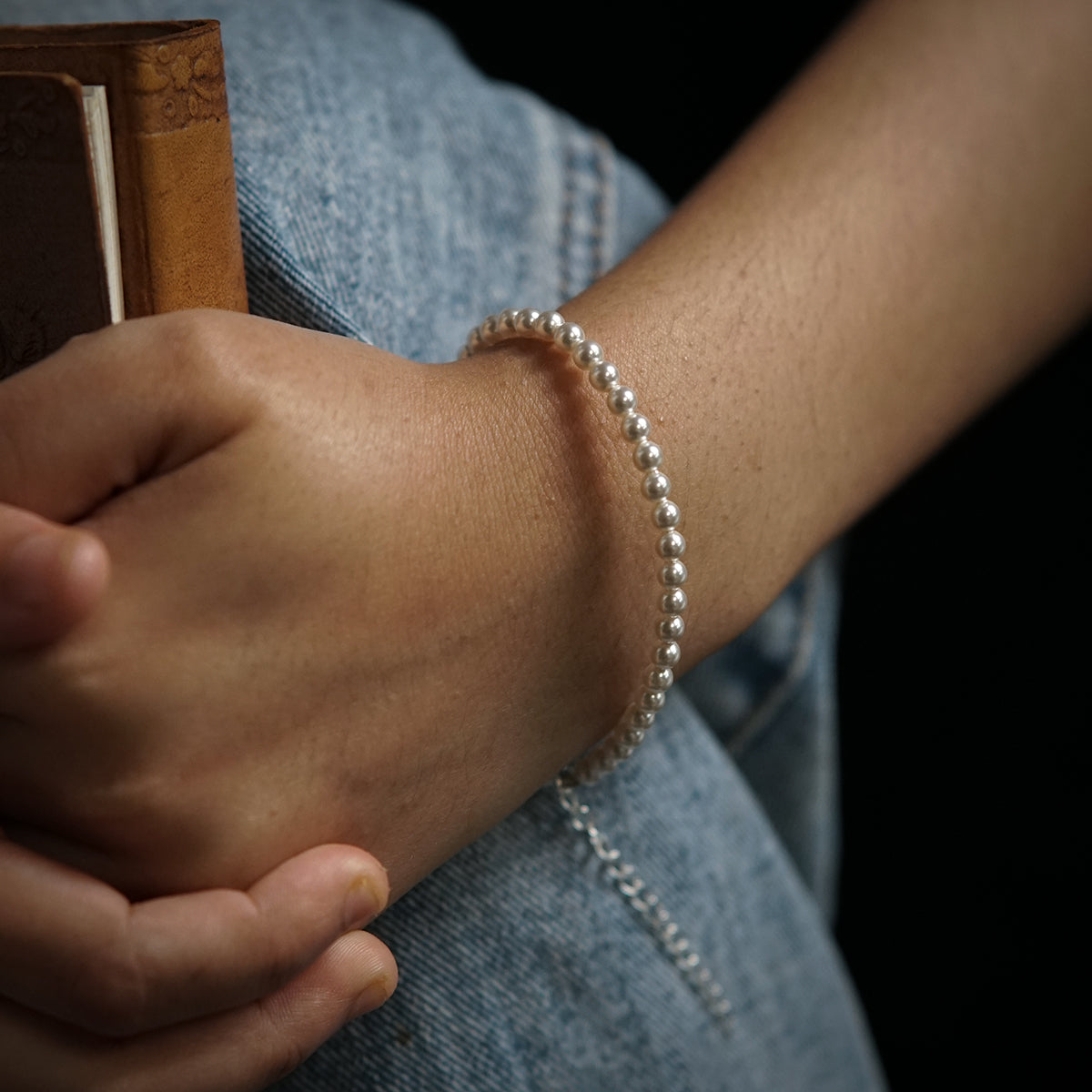 Pearls Beaded Silver Bracelet