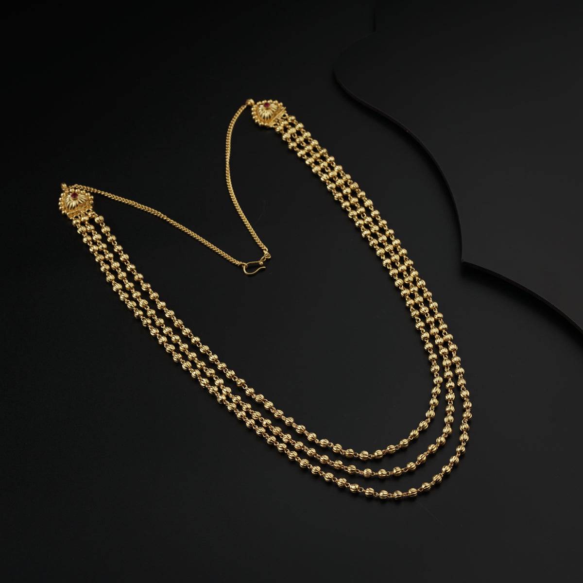 Three-Layer Silver Bead Necklace Gold-Plated Silver
