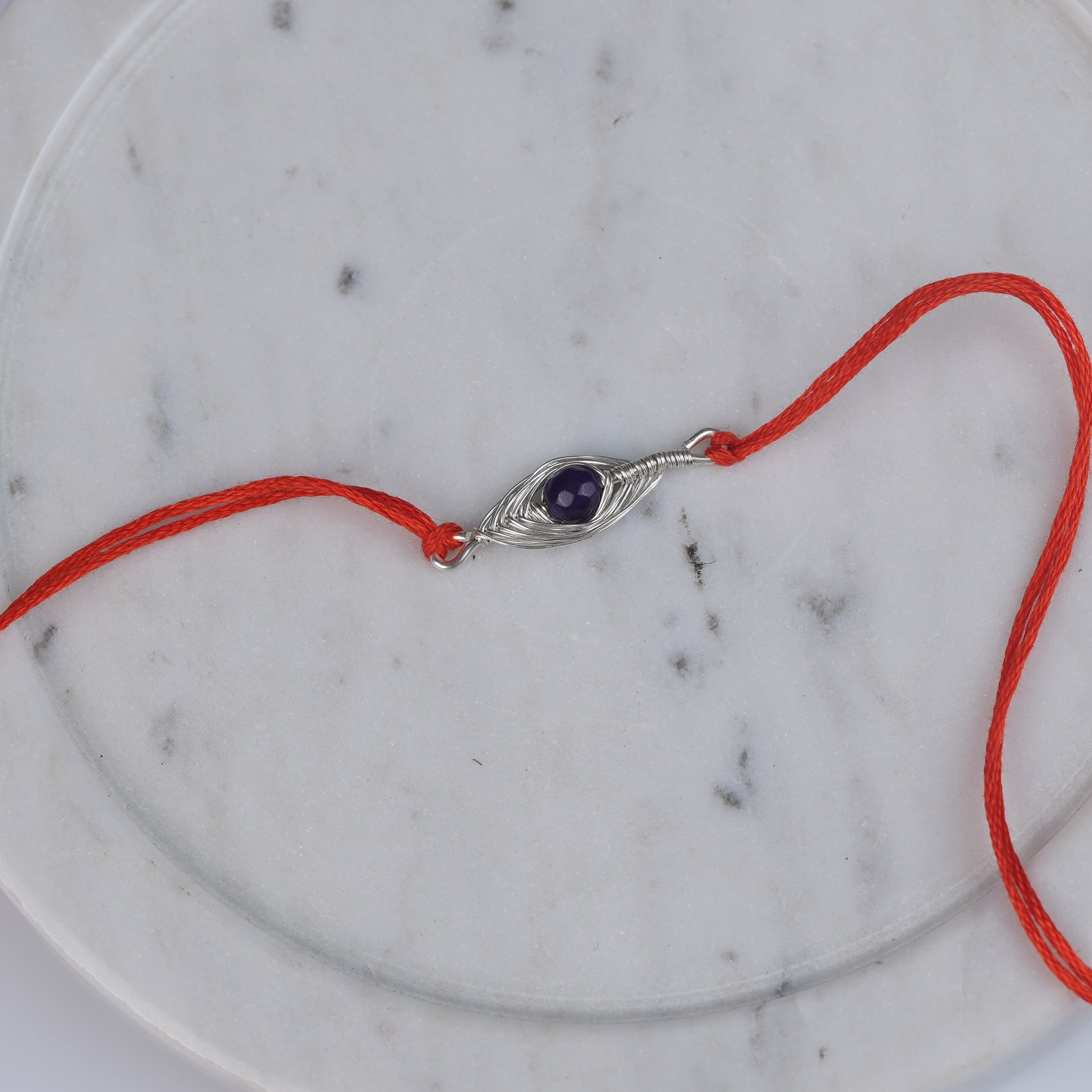 Purple Agate Wrapped Rakhi (Project Handmade)