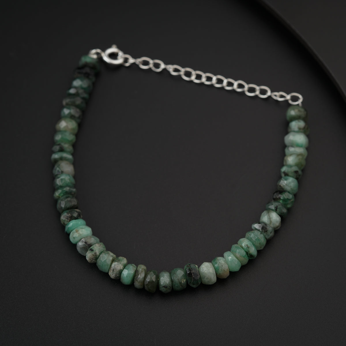 Emerald Stone Silver Bracelet