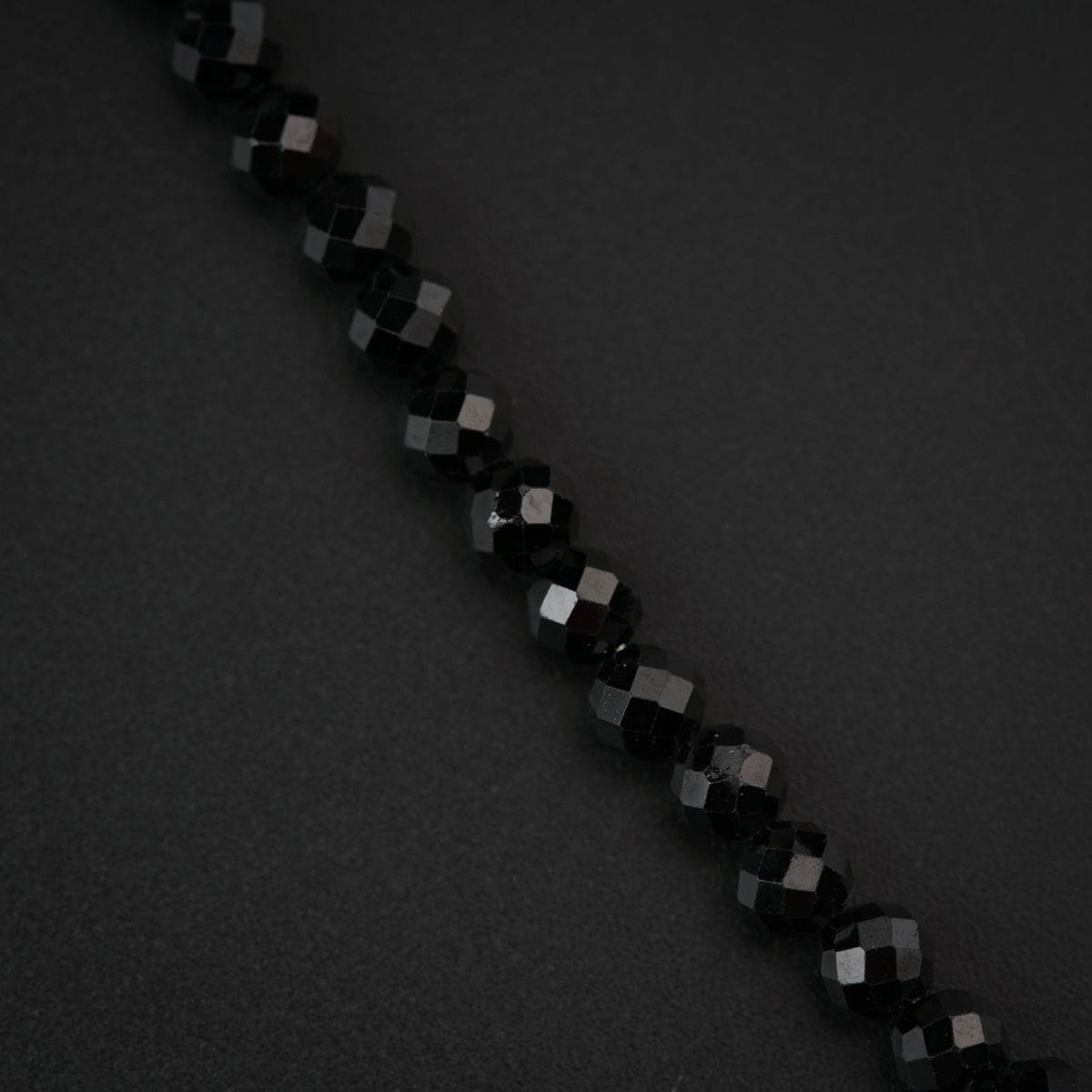 Silver Vatee Necklace with Black Spinel