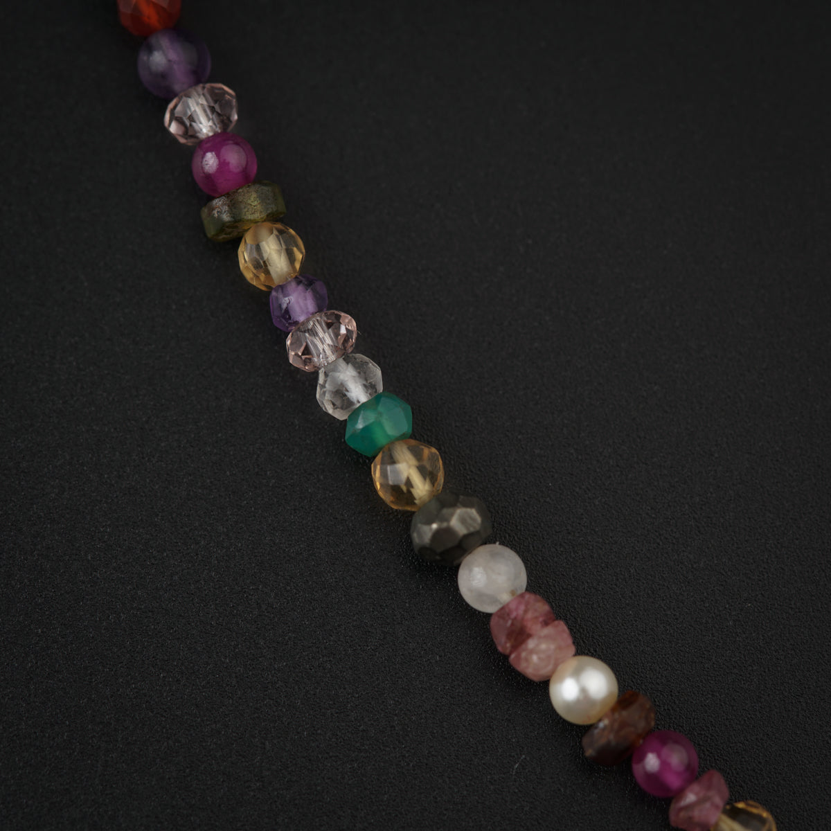 Silver Vatee Necklace with Multicolor Stones