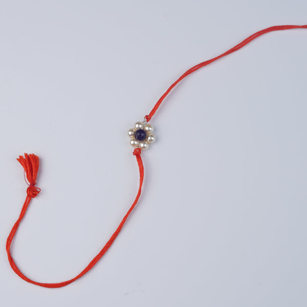 Purple Agate & Pearl Flower Rakhi (Project Handmade)